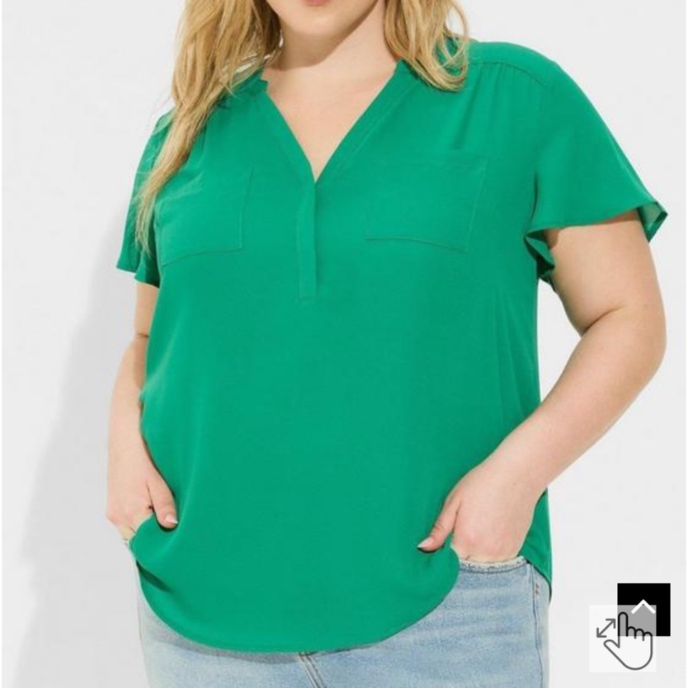 Harper Georgette Pullover Flutter Sleeve Blouse